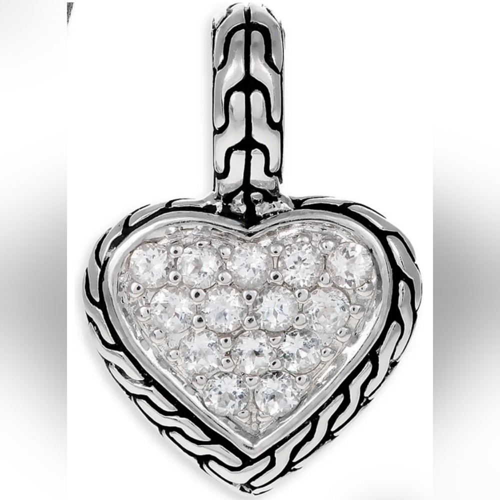 John Hardy white Sapphire, 925 silver pendant with pouch.